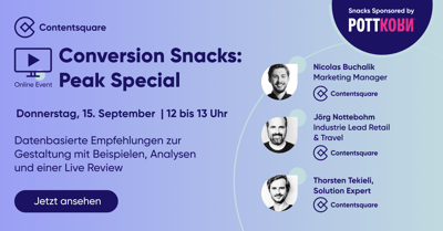 Conversion Snacks: Peal Season Spezial. Mit Analysen, Empfehlungen und Inspiration zur Gestaltung deiner Seiten während der Peak Season