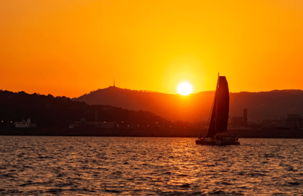 Boat sunset barcelona